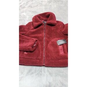 Coffeeshop Womens Medium Burgundy Red Sherpa Full Zip Lined Jacket NWT